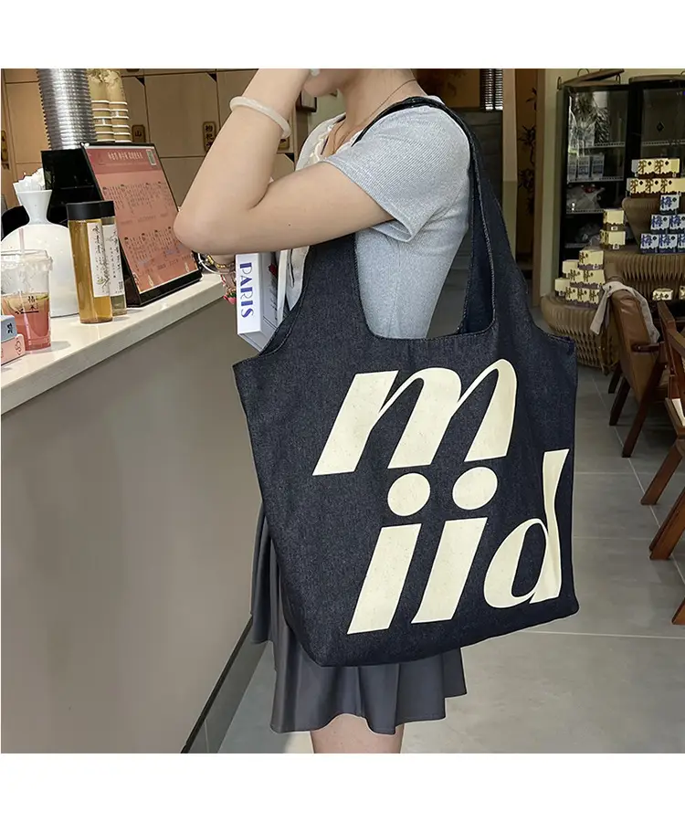 Double-Sided Printed Korean Ins Denim Vest Bag Large Letter Tote — feature 4