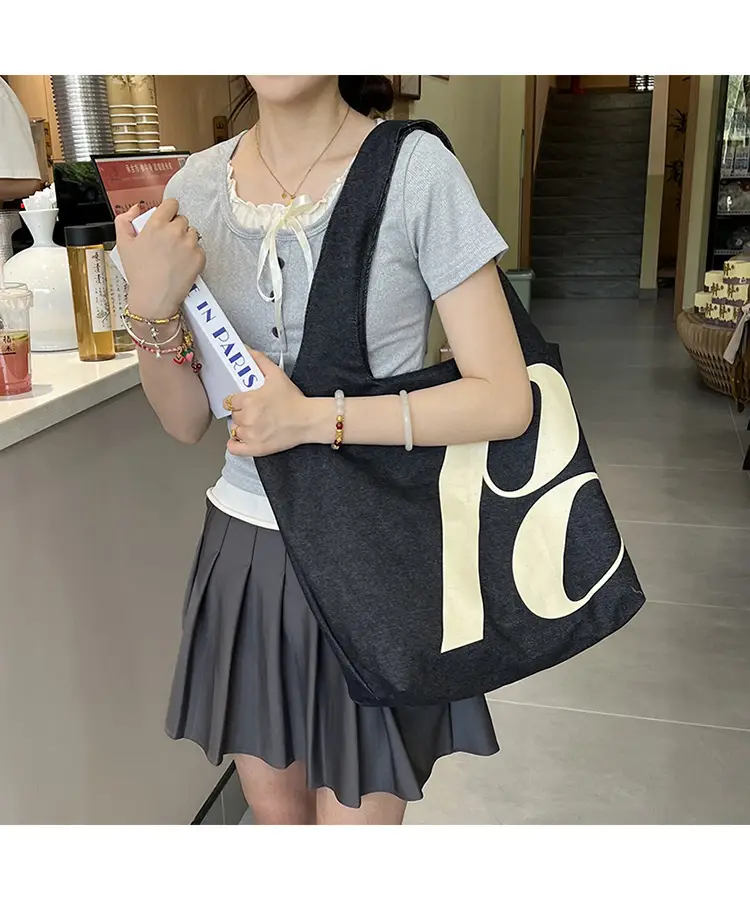 Double-Sided Printed Korean Ins Denim Vest Bag Large Letter Tote — feature 5