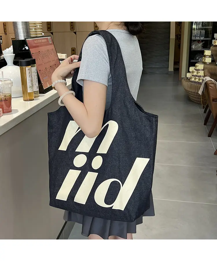 Double-Sided Printed Korean Ins Denim Vest Bag Large Letter Tote — feature 6