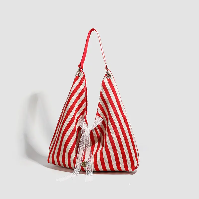 Red Striped Women's Shoulder Bag 2026 New Korean Style - Image 3