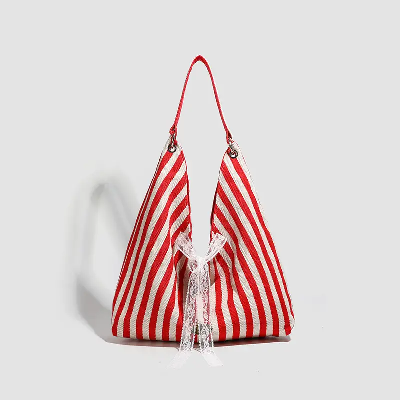 Red Striped Women's Shoulder Bag 2026 New Korean Style - Image 2