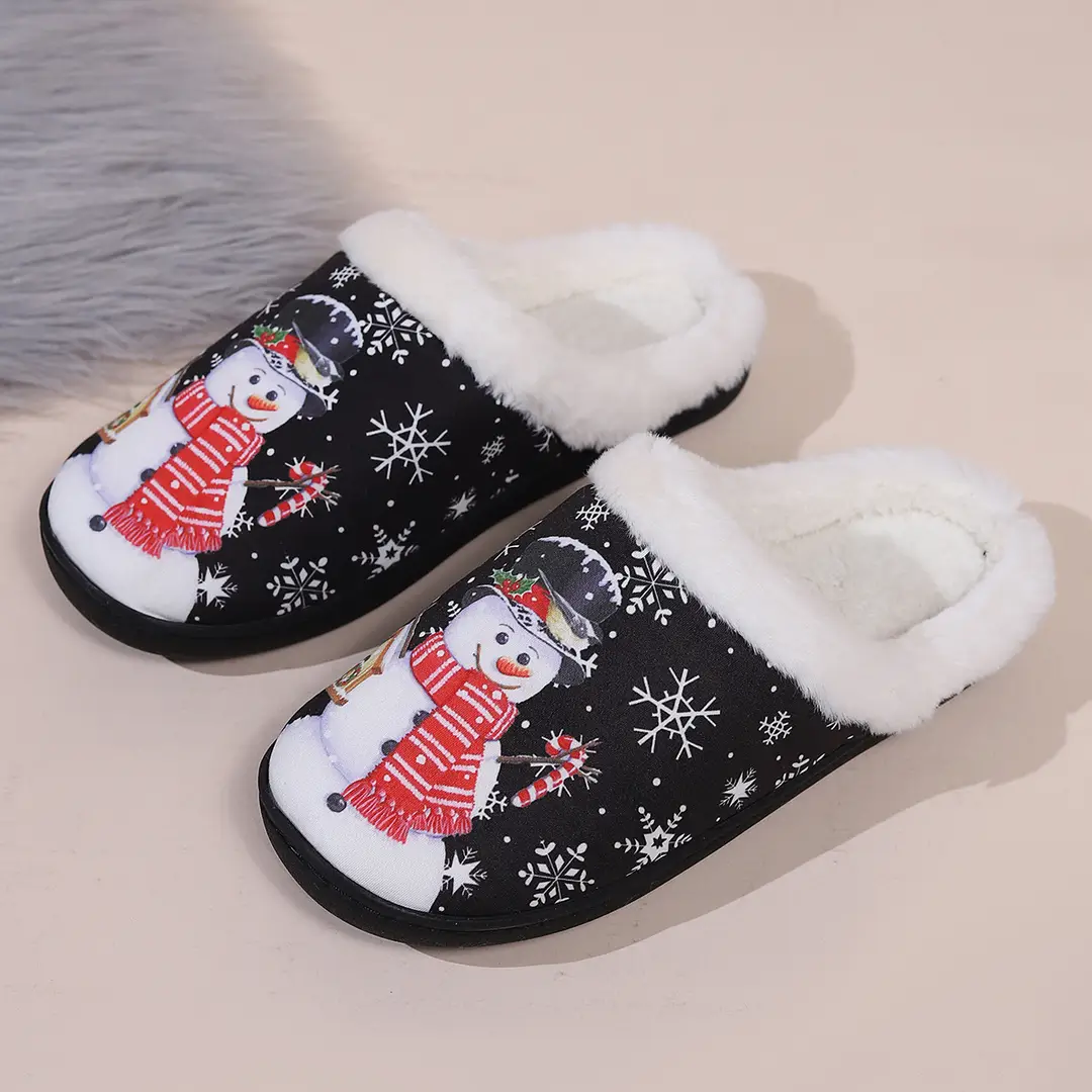 Cross-Border Spot New Cotton Slippers for Women Spring Japanese Fashion Home Wear-Resistant Slippers Cotton Shoes Cute Christmas Series