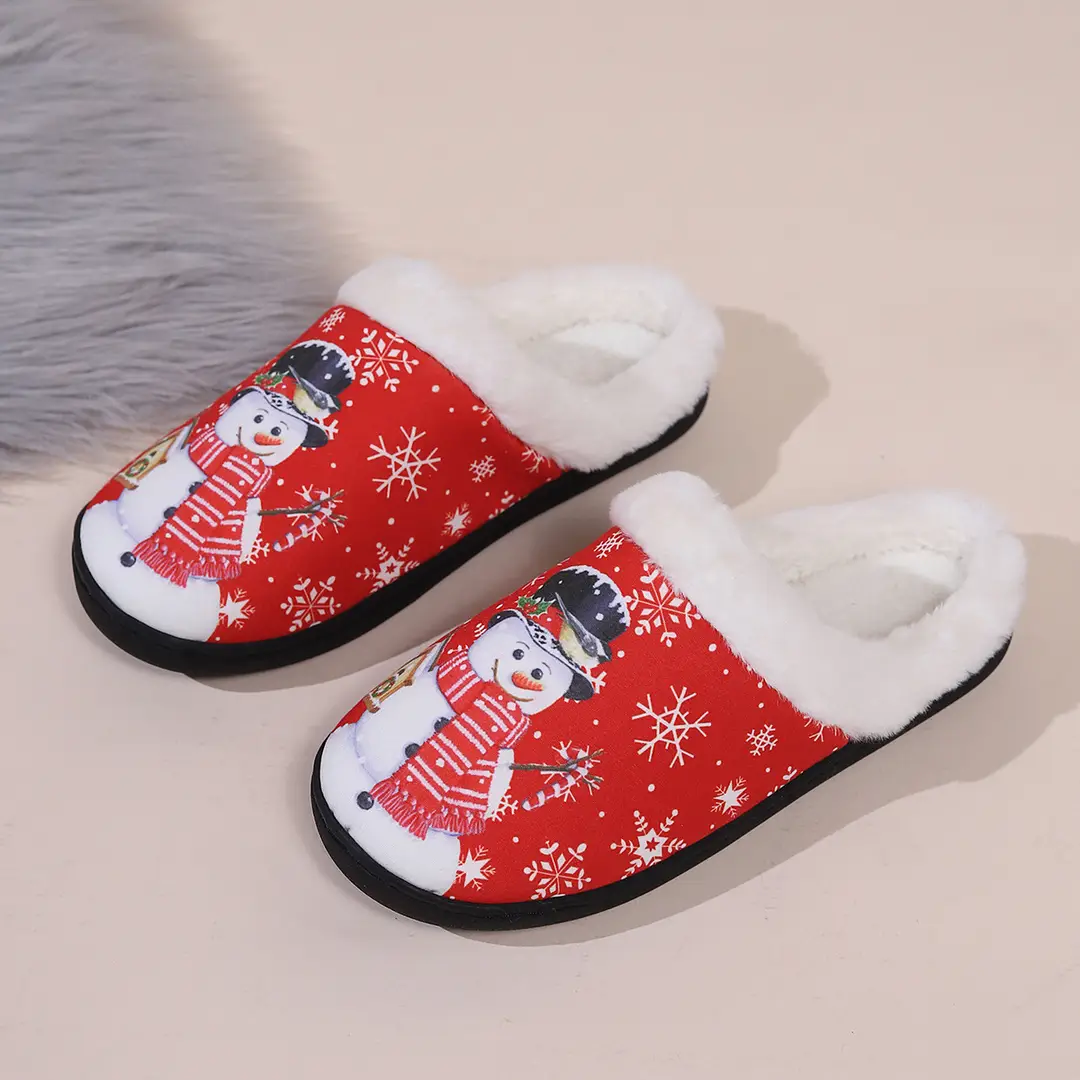Cross-Border Spot New Cotton Slippers for Women Spring Japanese Fashion Home Wear-Resistant Slippers Cotton Shoes Cute Christmas Series