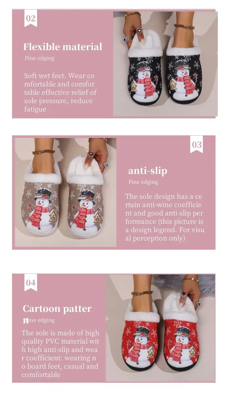Cross-Border Spot New Cotton Slippers for Women Spring Japanese Fashion Home Wear-Resistant Slippers Cotton Shoes Cute Christmas Series — feature 10