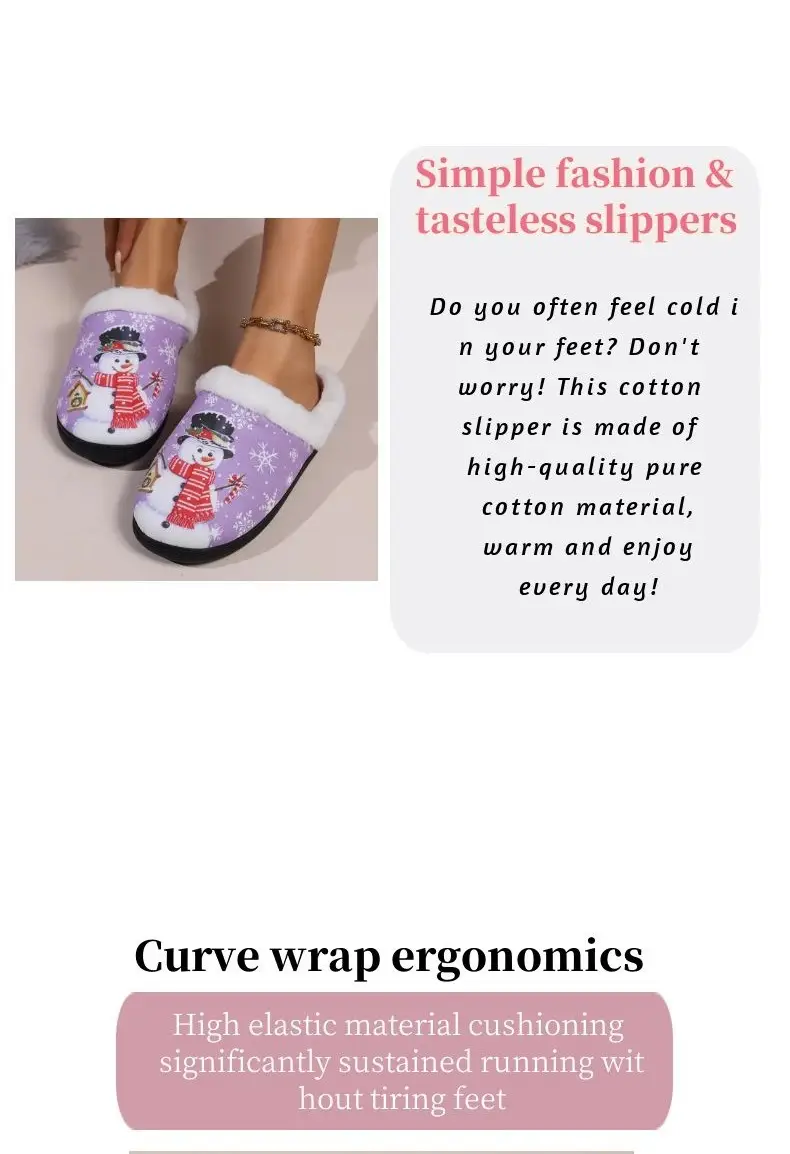 Cross-Border Spot New Cotton Slippers for Women Spring Japanese Fashion Home Wear-Resistant Slippers Cotton Shoes Cute Christmas Series — feature 12