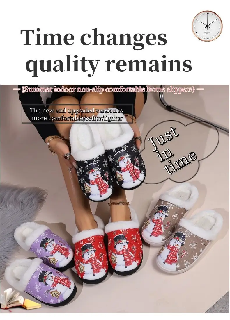 Cross-Border Spot New Cotton Slippers for Women Spring Japanese Fashion Home Wear-Resistant Slippers Cotton Shoes Cute Christmas Series — feature 13
