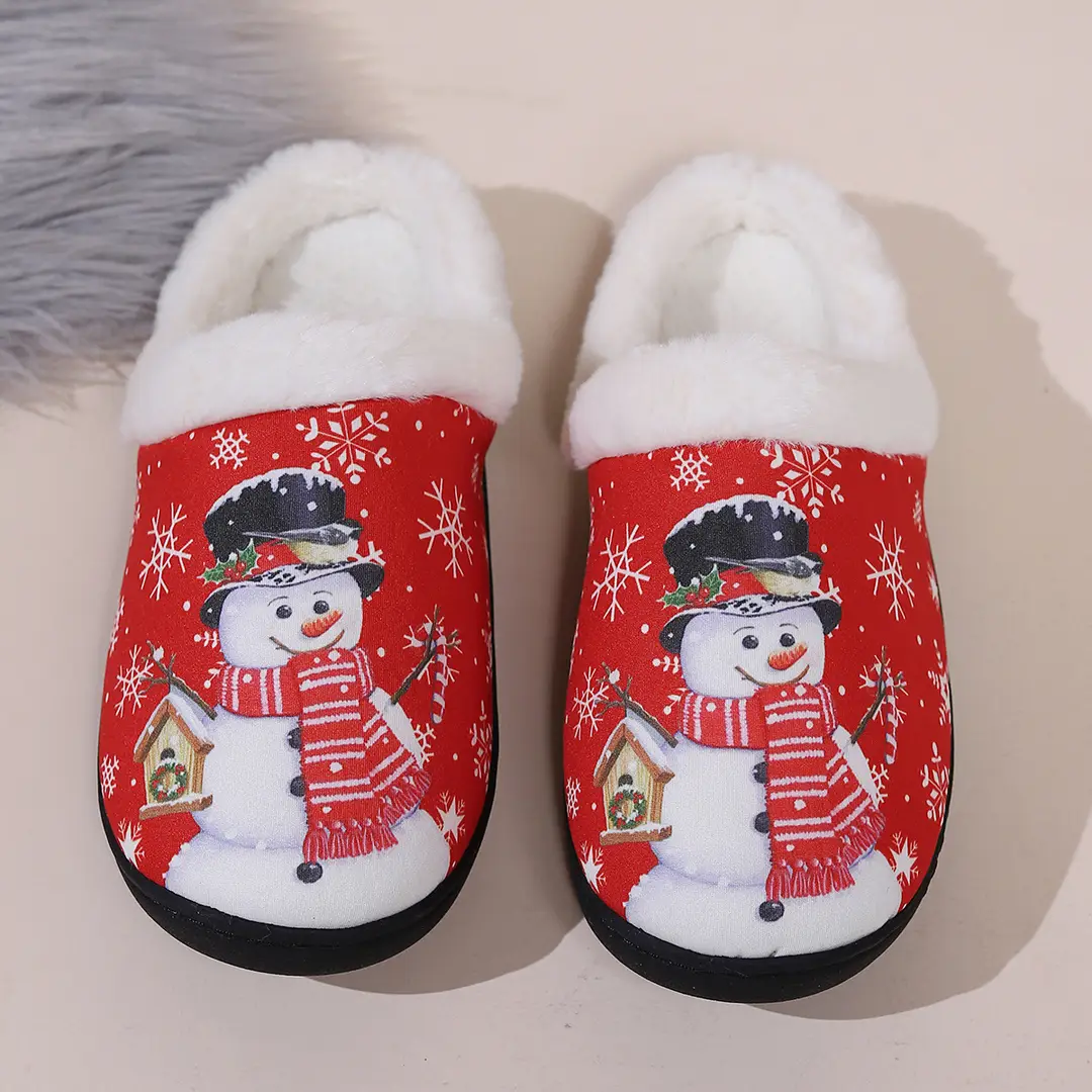 Cross-Border Spot New Cotton Slippers for Women Spring Japanese Fashion Home Wear-Resistant Slippers Cotton Shoes Cute Christmas Series
