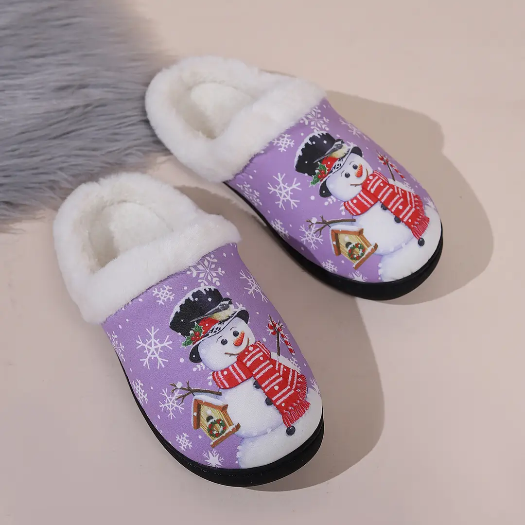 Cross-Border Spot New Cotton Slippers for Women Spring Japanese Fashion Home Wear-Resistant Slippers Cotton Shoes Cute Christmas Series