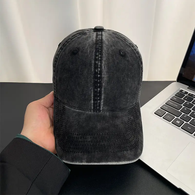 Women's Black Washed Baseball Cap 44x60cm - Image 6