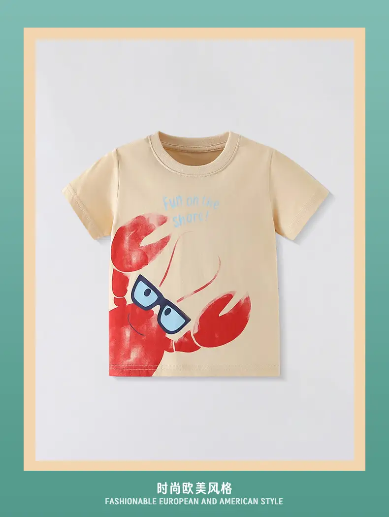 2025 Boys Casual T-Shirt Pure Cotton Cartoon Lobster — feature 2
