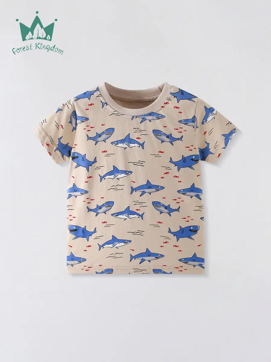 Forest Kingdom Kids T-Shirt Blue Dolphin Print - Image 2