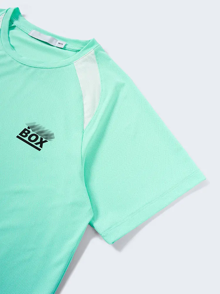 Kids Cotton T-Shirt Mint Green Quick-Dry Sporty Design - Image 9