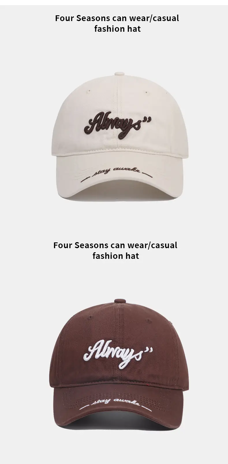 Korean Style Embroidered Baseball Cap Beige — feature 11