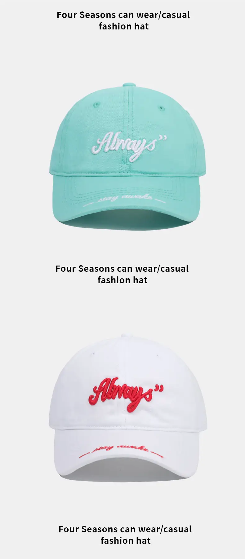 Korean Style Embroidered Baseball Cap Beige — feature 13