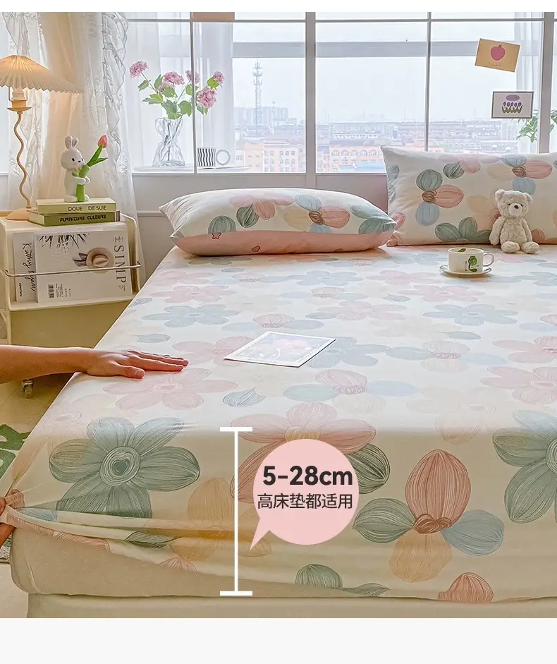 2026 New Model Pure Cotton Fitted Sheet Single Piece Summer Mattress Protector Cover Non-Slip Dustproof Cover Bed Cover Sheet — feature 14