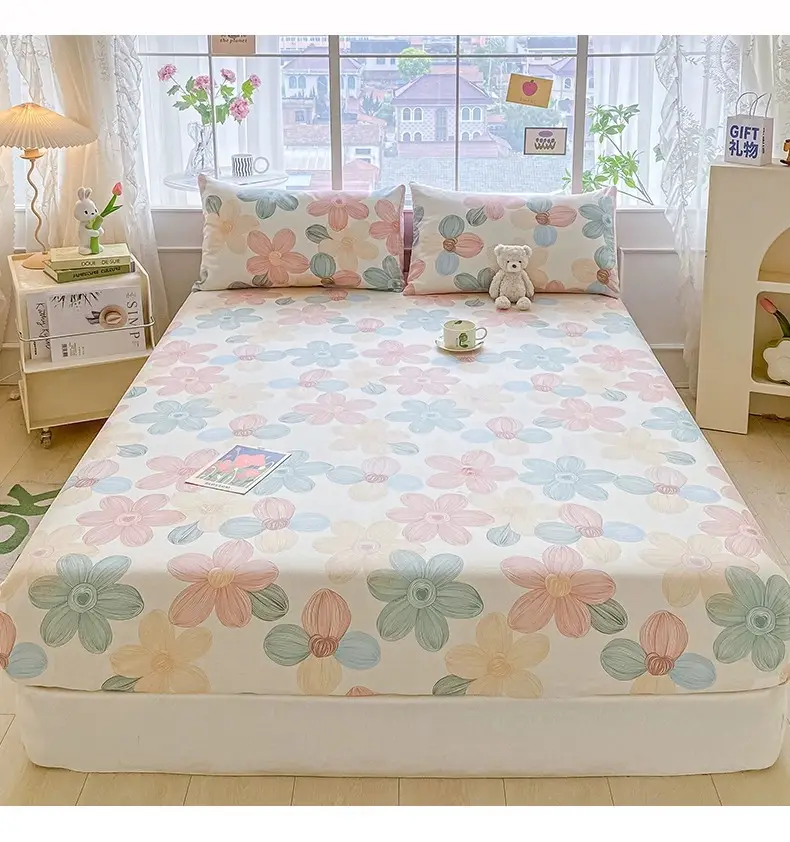 2026 New Model Pure Cotton Fitted Sheet Single Piece Summer Mattress Protector Cover Non-Slip Dustproof Cover Bed Cover Sheet — feature 20