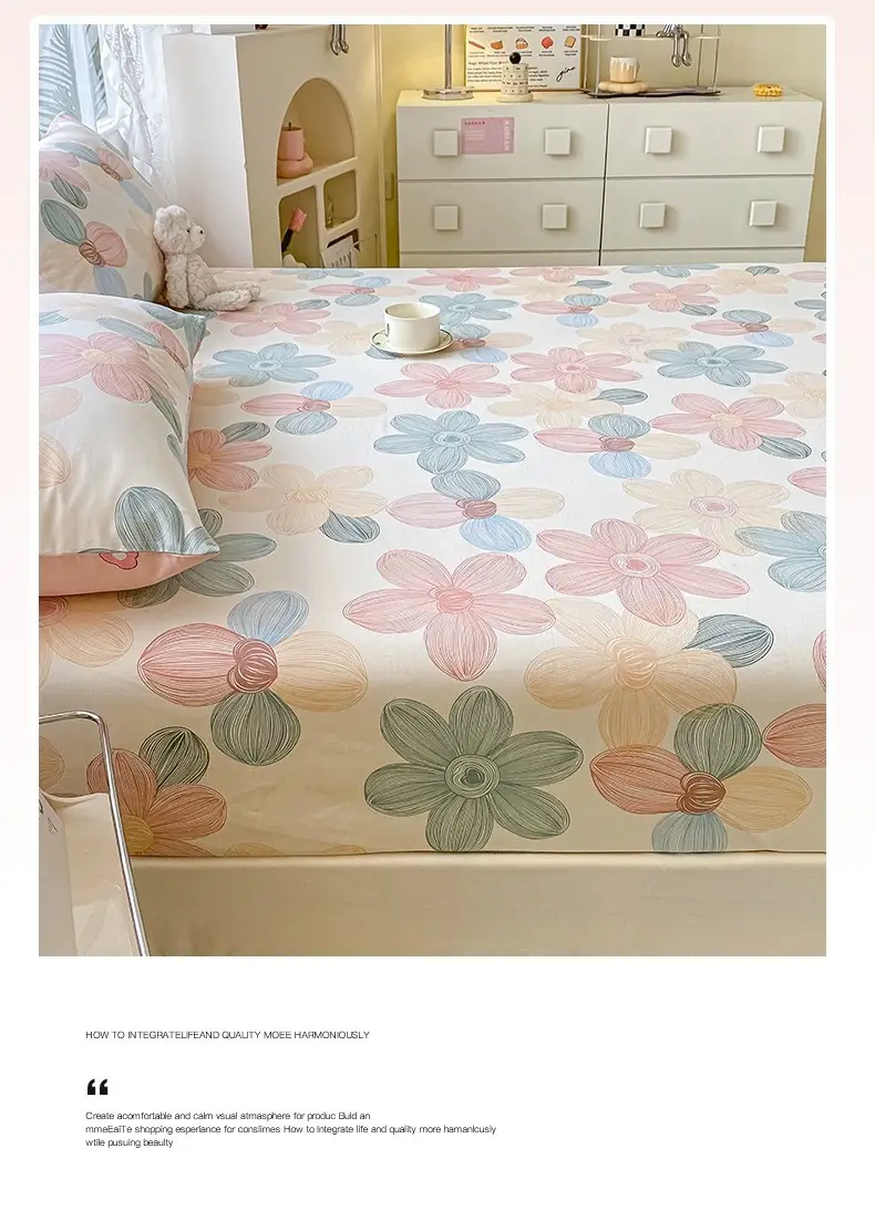 2026 New Model Pure Cotton Fitted Sheet Single Piece Summer Mattress Protector Cover Non-Slip Dustproof Cover Bed Cover Sheet — feature 4