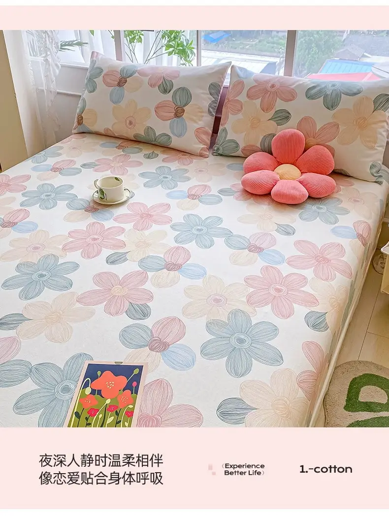 2026 New Model Pure Cotton Fitted Sheet Single Piece Summer Mattress Protector Cover Non-Slip Dustproof Cover Bed Cover Sheet — feature 5