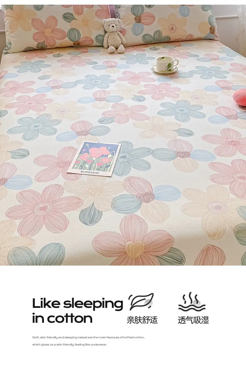 2026 New Model Pure Cotton Fitted Sheet Single Piece Summer Mattress Protector Cover Non-Slip Dustproof Cover Bed Cover Sheet — feature 7
