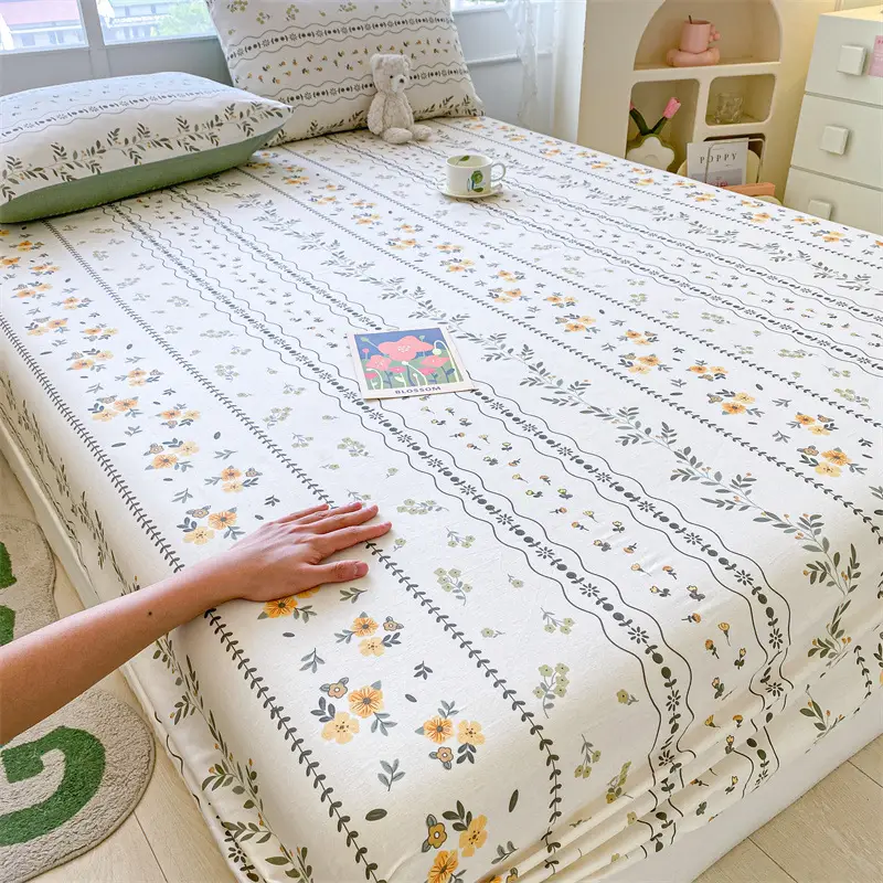 2026 New Model Pure Cotton Fitted Sheet Single Piece Summer Mattress Protector Cover Non-Slip Dustproof Cover Bed Cover Sheet