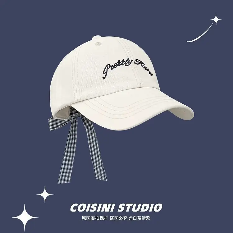 2025 Miu Plaid Bow Cap with Letter Embroidery - Image 5