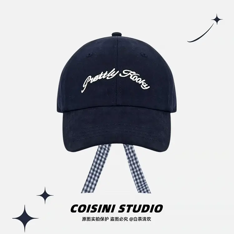 2025 Miu Plaid Bow Cap with Letter Embroidery - Image 6