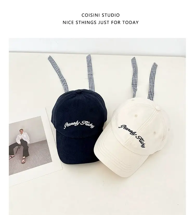2025 Miu Plaid Bow Cap with Letter Embroidery — feature 10