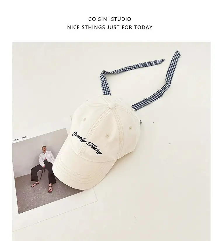 2025 Miu Plaid Bow Cap with Letter Embroidery — feature 18