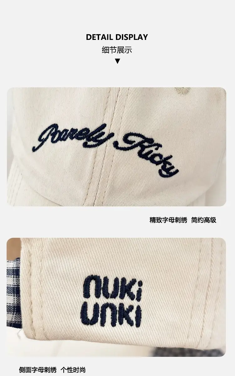 2025 Miu Plaid Bow Cap with Letter Embroidery — feature 2