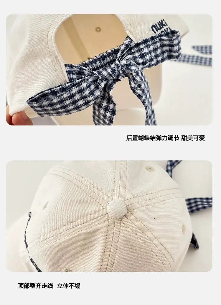 2025 Miu Plaid Bow Cap with Letter Embroidery — feature 3