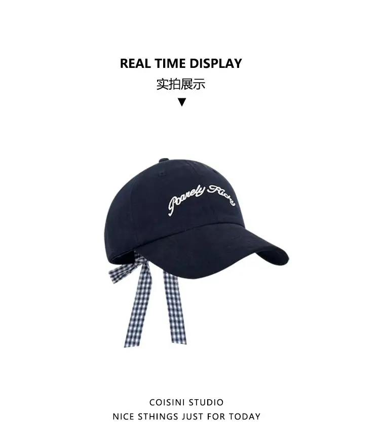 2025 Miu Plaid Bow Cap with Letter Embroidery — feature 4
