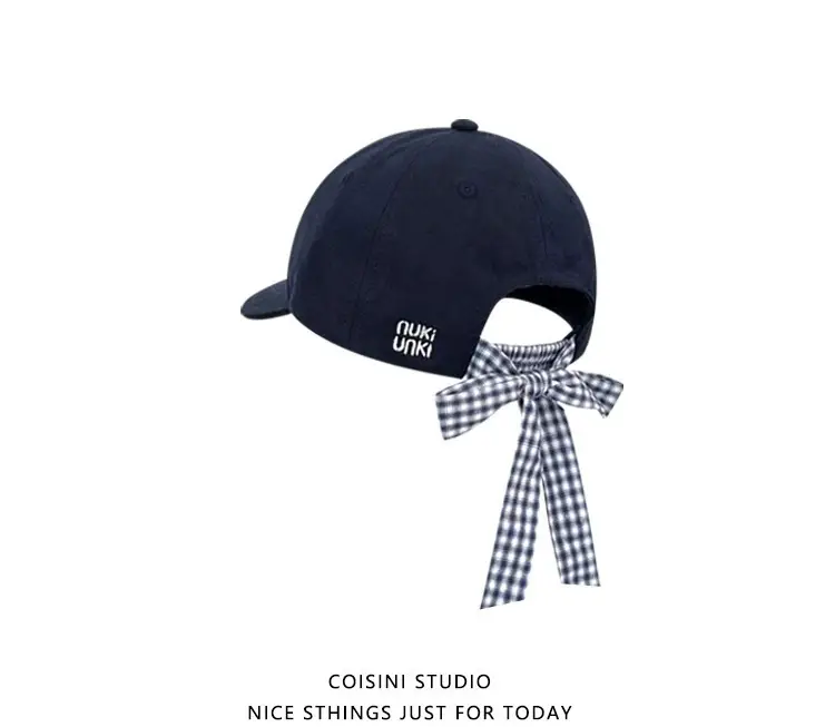 2025 Miu Plaid Bow Cap with Letter Embroidery — feature 5