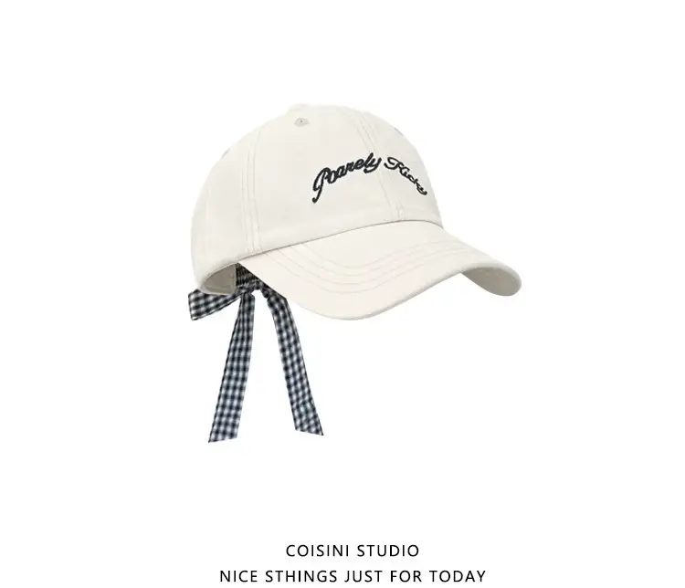 2025 Miu Plaid Bow Cap with Letter Embroidery — feature 7