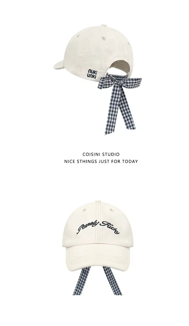 2025 Miu Plaid Bow Cap with Letter Embroidery — feature 8