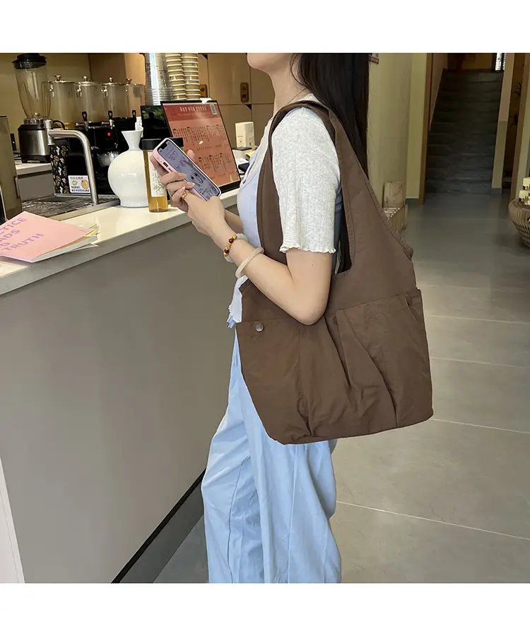 Women's Brown Textured Shoulder Tote Bag 2025 Spring New Style — feature 11