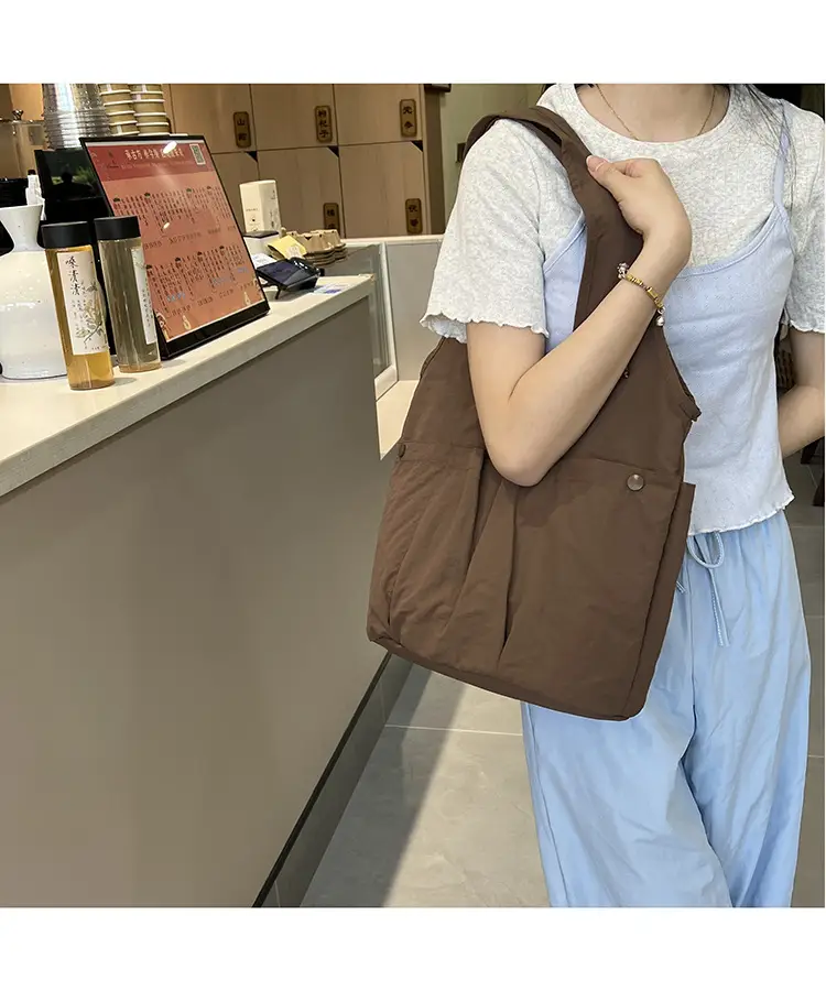 Women's Brown Textured Shoulder Tote Bag 2025 Spring New Style — feature 15