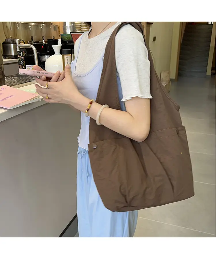 Women's Brown Textured Shoulder Tote Bag 2025 Spring New Style — feature 17