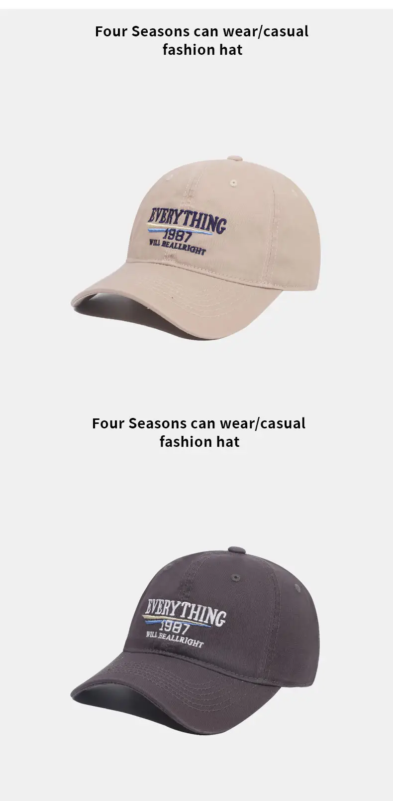 2025 New American Retro Washed Cotton Embroidered Letter Baseball Hat for Men and Women with Wide Brim and Face-Showing Duck Cap — feature 11