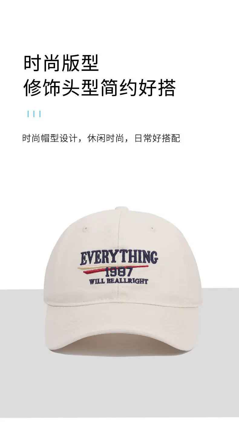 2025 New American Retro Washed Cotton Embroidered Letter Baseball Hat for Men and Women with Wide Brim and Face-Showing Duck Cap — feature 6