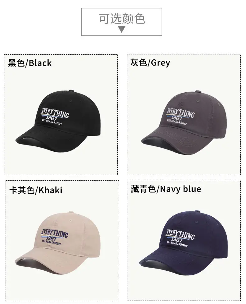 2025 New American Retro Washed Cotton Embroidered Letter Baseball Hat for Men and Women with Wide Brim and Face-Showing Duck Cap — feature 8