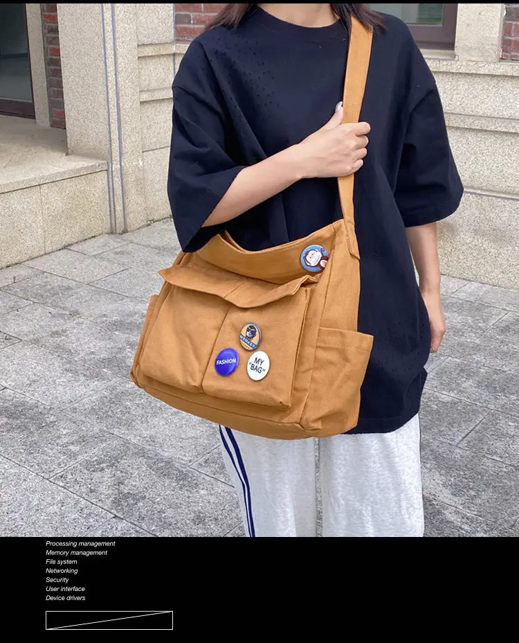 Women Canvas Crossbody Bag Navy Blue 2025 Korean Style — feature 1