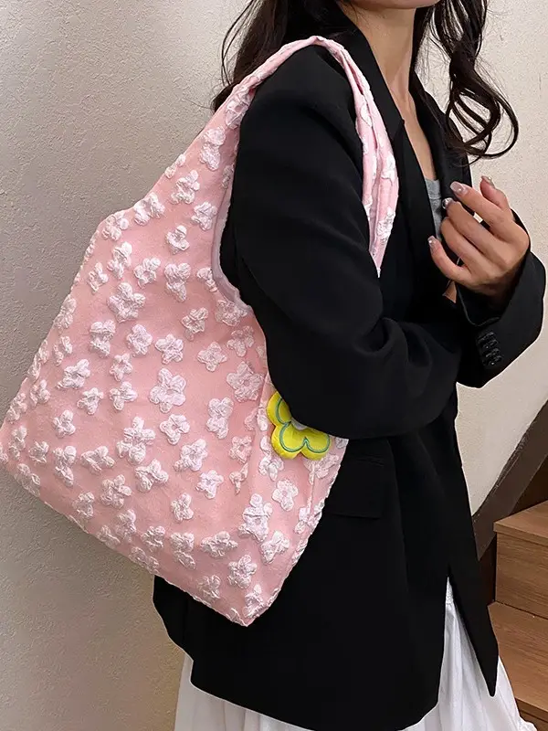 Pink Floral Shoulder Bag for Women Summer Carry - Image 7