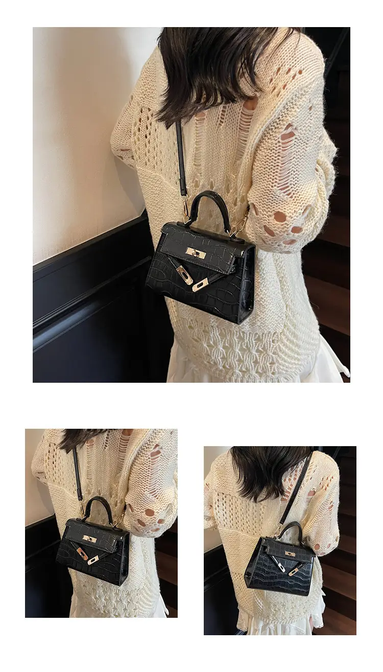 Black Croc Leather Handbag Set for Women 2025 — feature 13