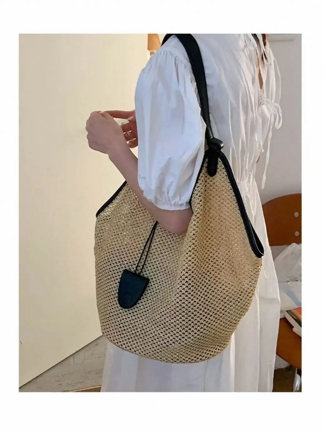 Straw Woven Shoulder Bag Lazy Style Summer Tote - Image 7