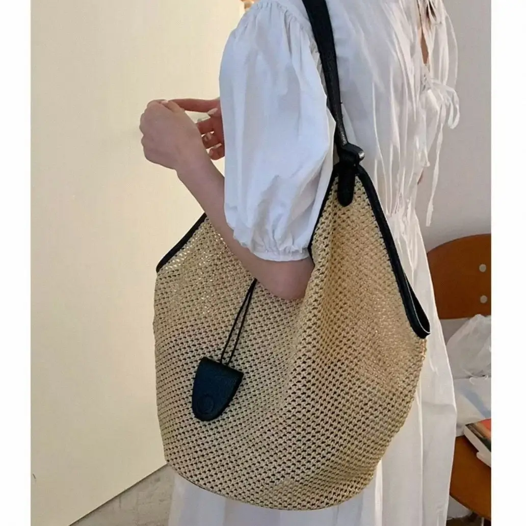 Straw Woven Shoulder Bag Lazy Style Summer Tote — feature 1