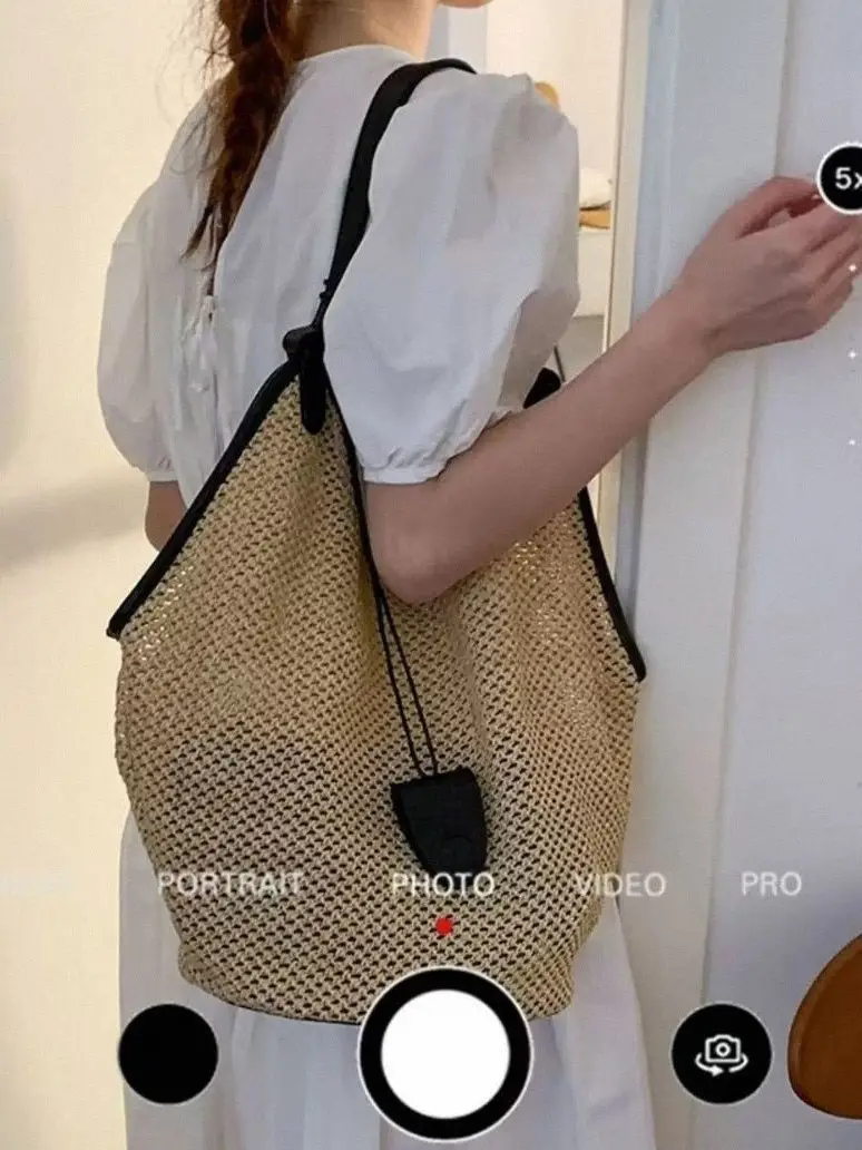 Straw Woven Shoulder Bag Lazy Style Summer Tote — feature 4
