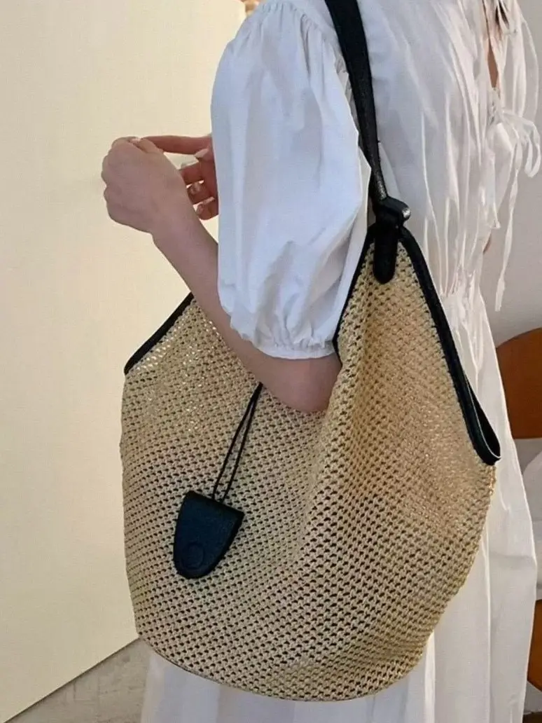 Straw Woven Shoulder Bag Lazy Style Summer Tote — feature 5