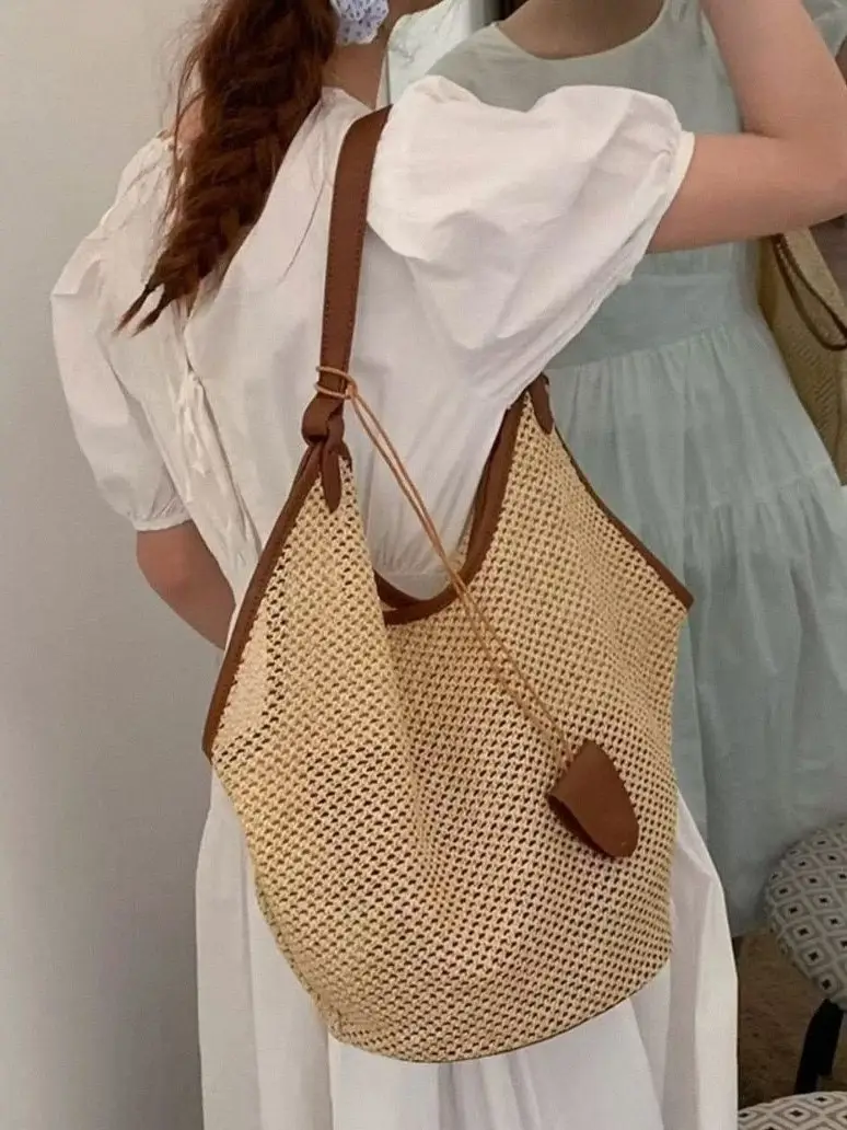 Straw Woven Shoulder Bag Lazy Style Summer Tote — feature 7