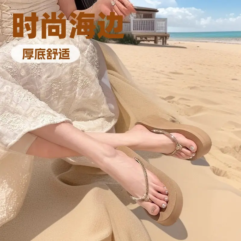 New Fashionable Outerwear Thick-Soled 6.5 High-Heeled Beach Flip-Flops Flip-Flops for Women Summer Non-Slip and Wear-Resistant - Image 4