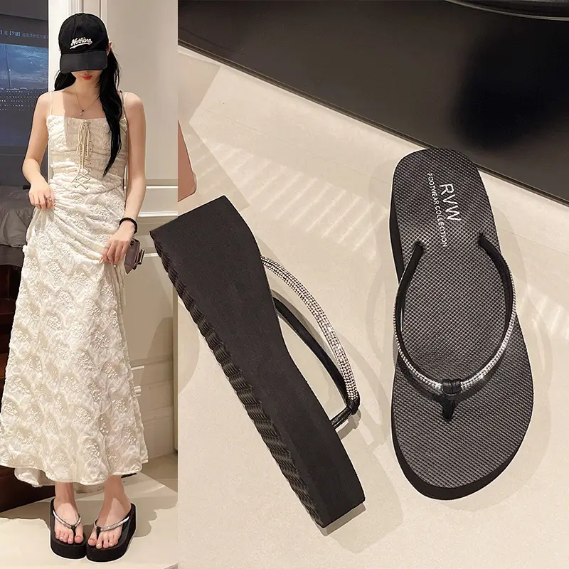 New Fashionable Outerwear Thick-Soled 6.5 High-Heeled Beach Flip-Flops Flip-Flops for Women Summer Non-Slip and Wear-Resistant - Image 5